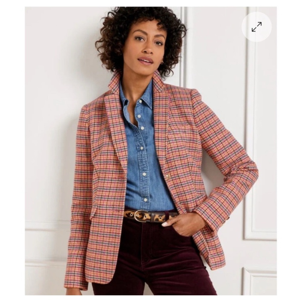 Talbots Blazer Apple Plaid Classic Shetland Wool Blend Jacket Plus Size 20W NWT